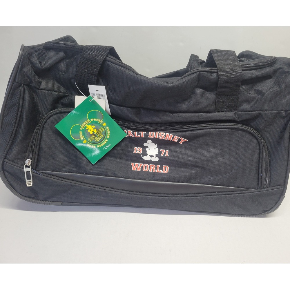 Walt Disney World Mickey Mouse 1971 Black Rolling Duffel Bag Travel Luggage‎ NWT